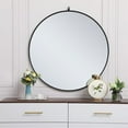 thumbnail image 2 of Allora 39" Round Mid Century Metal Frame Hooked Clear Beveled Mirror in Black, 2 of 7