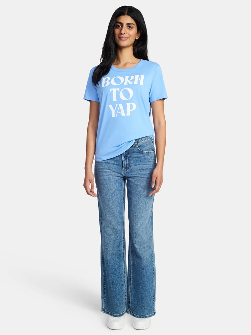 Born to Yap Women's Graphic Everyday Tee with Short Sleeves, Sizes