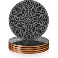 thumbnail image 3 of Cuir S pour les Boissons, 4 Pack avec Design Mandala Double Face (Gris), 3 of 4
