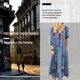 thumbnail image 5 of Vestido largo con estampado floral bohemio Cuello en V Cordón con cordones Ropa de manga larga Yuarrent AP000133-60B, 5 of 6