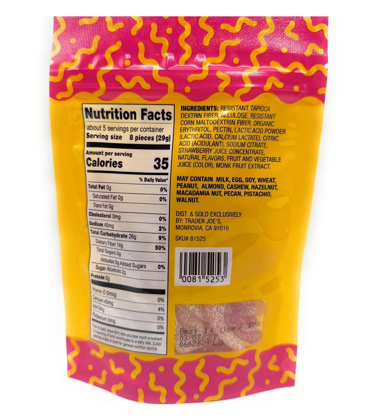 Trader Joe's Gummy Worms Sweet & Sour Fruit Flavored (5 oz)