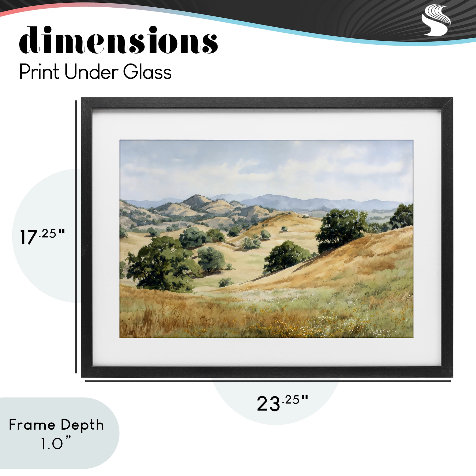 Stupell Industries Idyllic Mountains and Trees Black Framed Print Under Glass, design by Petal Prints Design