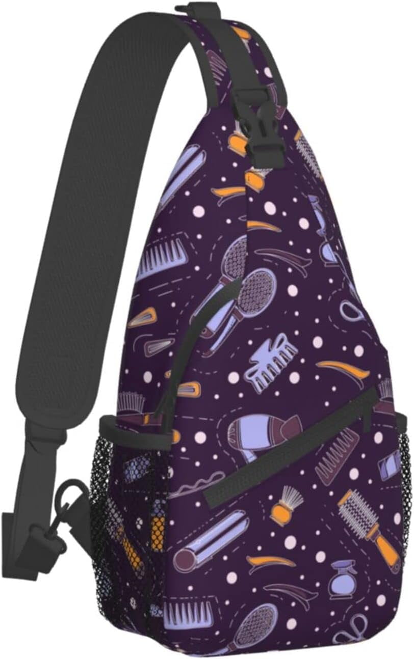 Barber Salon Tools Pattern Sling Bag Crossbody Hiking Travel Chest Bags Backpack Shoulder Daypack for Women Men