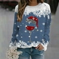 thumbnail image 2 of Crewneck Sweatshirts Ugly Christmas Sweater Women Funny Plus Size Long Sleeve Xmas Red Wine Glass Shirts Pullover, 2 of 7