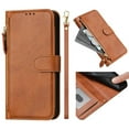 thumbnail image 3 of Funda para Motorola Moto G73 5G con cremallera tipo cartera, tarjetero, marco de fotos, soporte y cordón, de piel sintética. marrón, 3 of 5