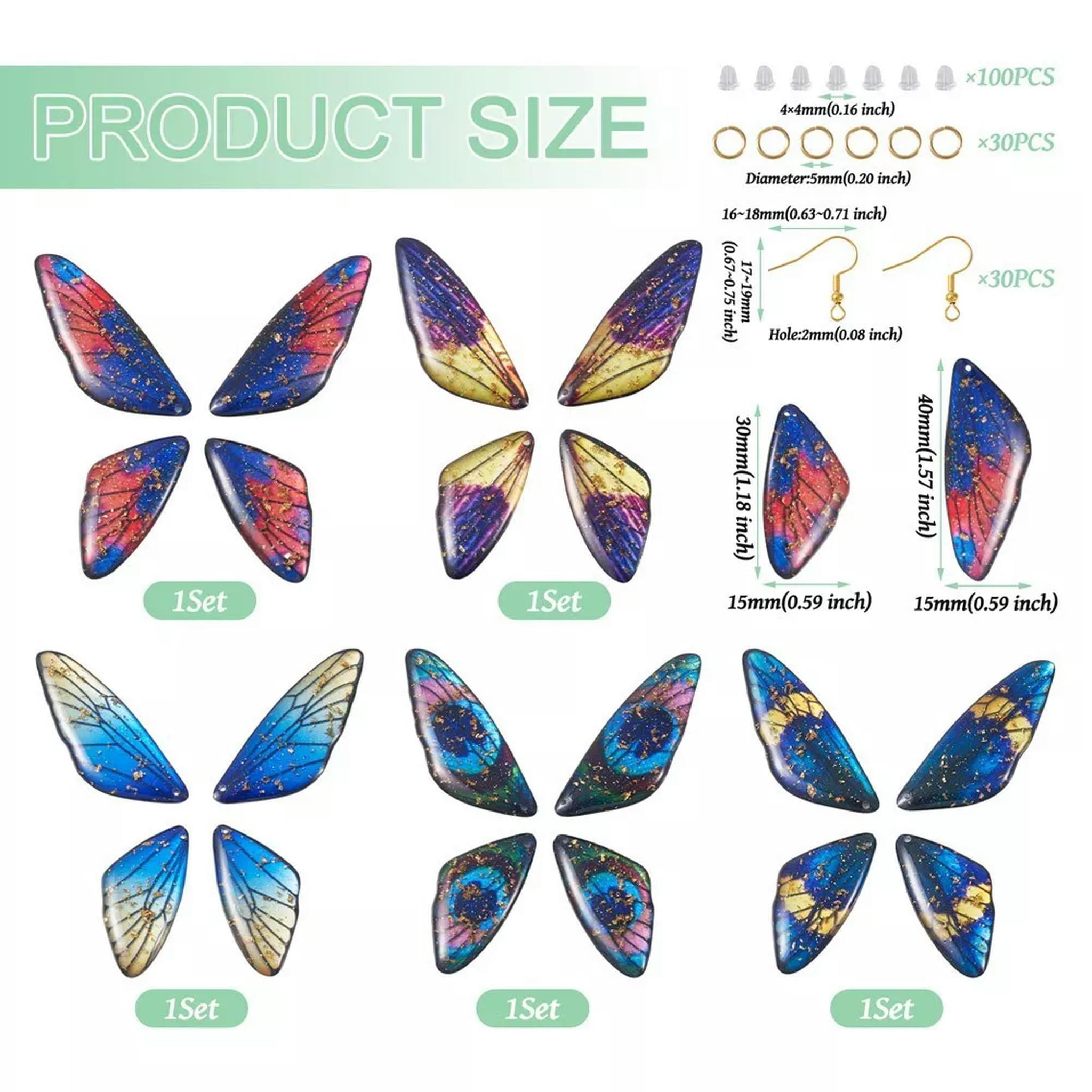 U8MO 1 Box DIY Butterfly Resin Dangle Earring Making Kit DIY Jewelry Findings 30x15mm