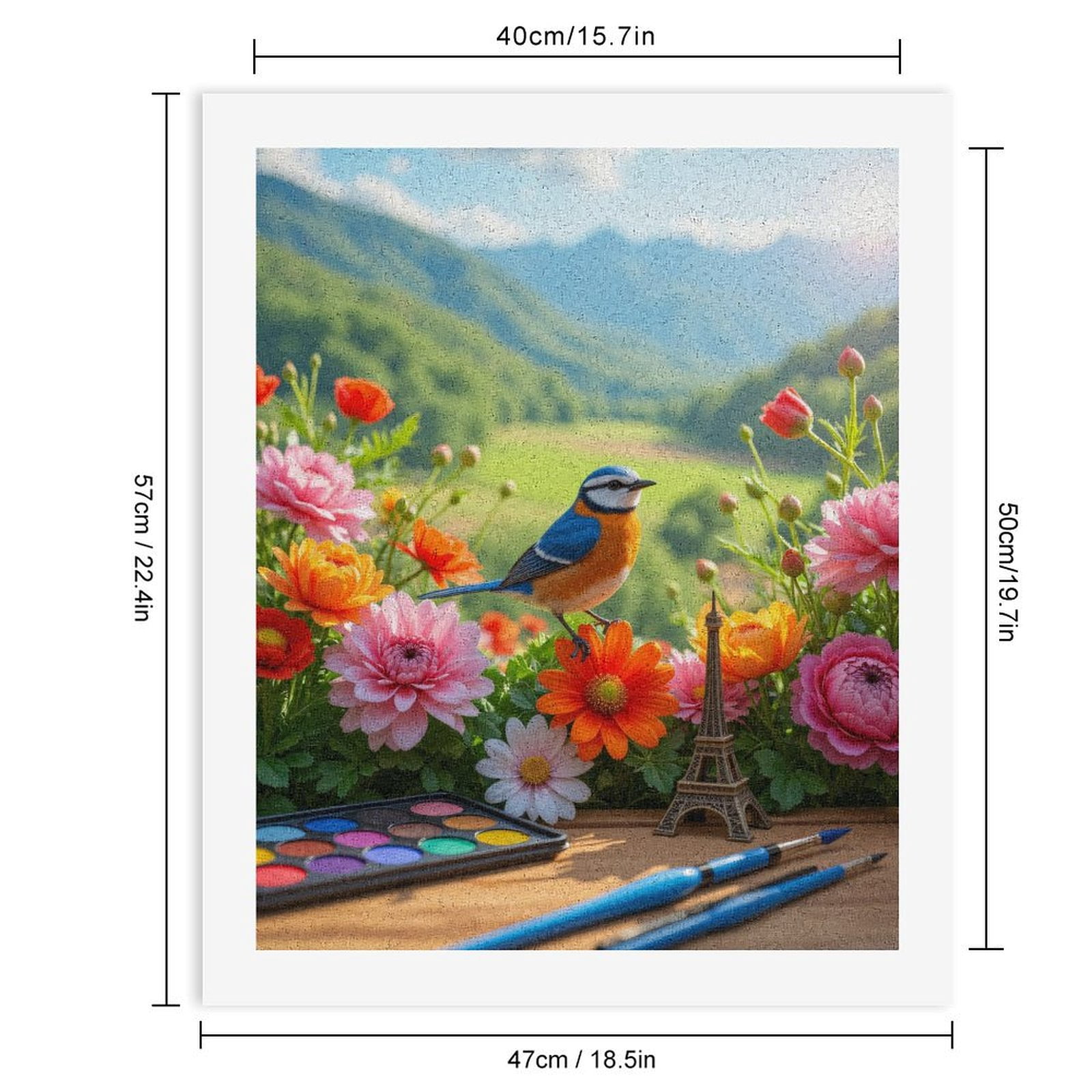 Paint By Numbers Kit for Adults Beginner - Bird Paris Scenic Art Garden DIY Canvas Painting Kits for Adults, Frameless Paint By Number for Adults for Home Wall Decor 16x20 Inch