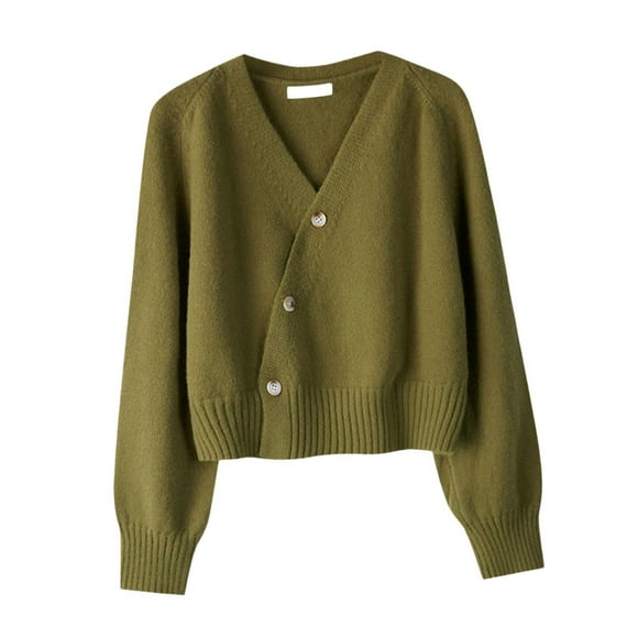 Cárdigan de punto para mujer, suéter, chaqueta, ropa, abrigo, manga larga, ropa exterior, frente abierto Verde