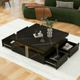 thumbnail image 5 of Harper & Bright Designs Square Coffee Table with 4 Storage Drawers, Modern Gold Cocktail Table Center Table for Small Space, Black, 5 of 14