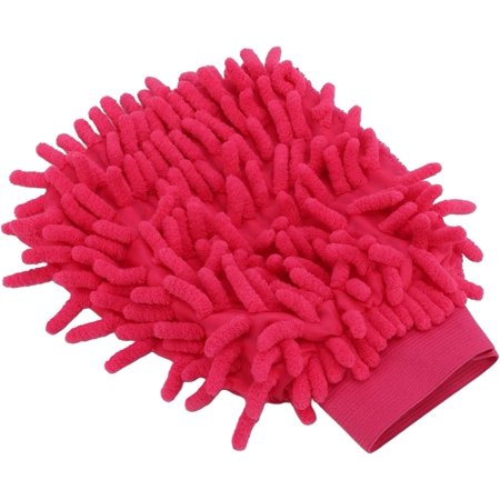 Microfiber Washing Glove, Pink Chenille Car Wash Mitt Scratch Free for Furniture for Motorcycle
