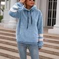 thumbnail image 4 of Scyoekwg Womens Sweatshirt Plush Hooded Drawstring with Pocket Pullover Sweatshirt Trendy Pullover Tops Classic Solid Colors Casual Hoodie Tops Ladies Sweatshirts Long Sleeve Blue S, 4 of 7