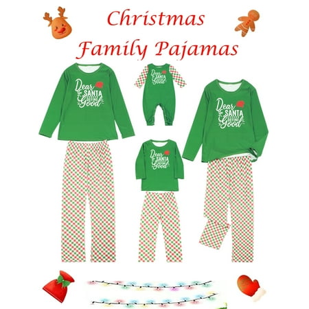 

Family Christmas Pajamas Matching Set Dear Santa Pullover Tops Plaid Pants Dad Mom Kids Baby Sleepwear Holiday Pyjamas