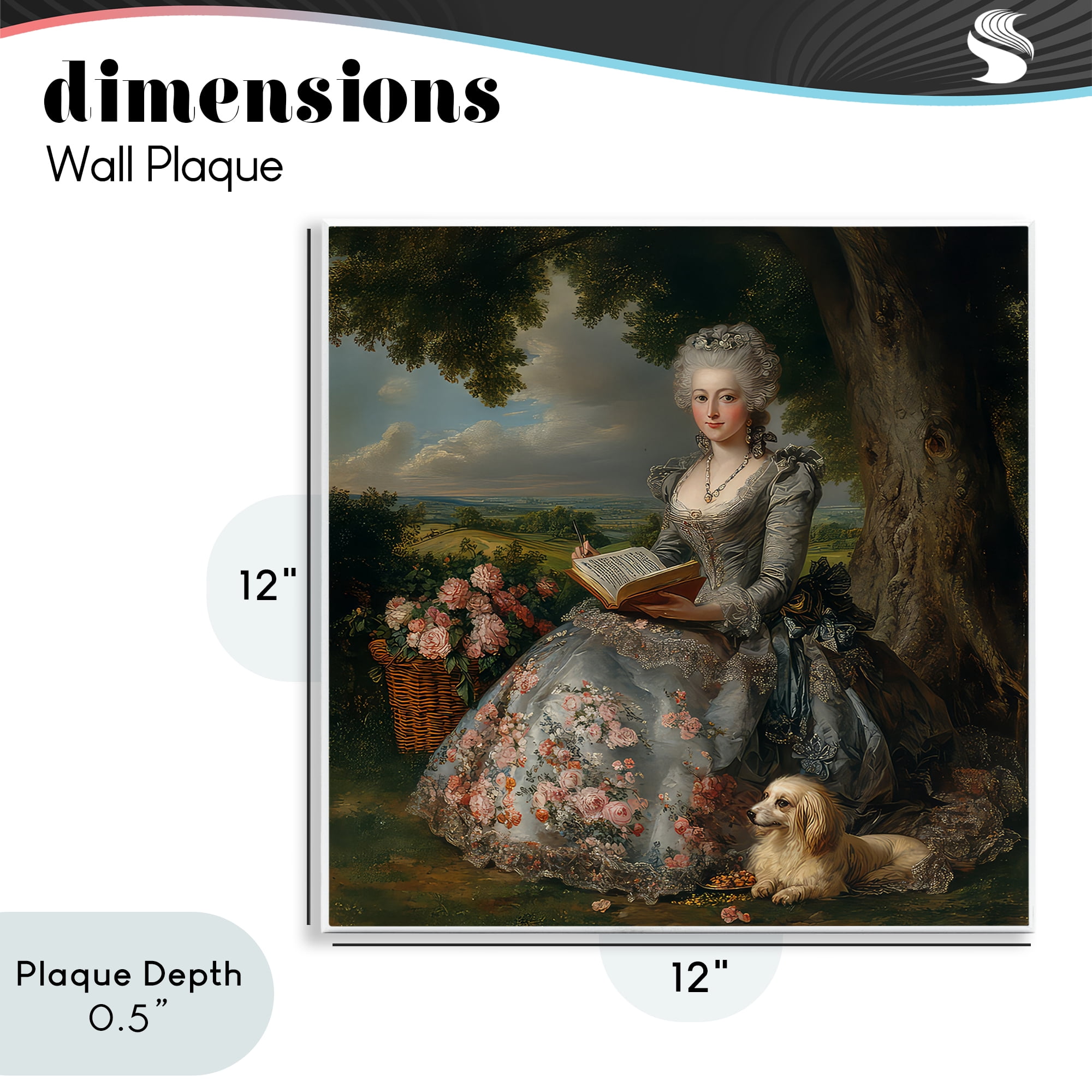 Stupell Industries Reading Rococo Lady with Dog Wall Plaque Art, design by The Wands Want