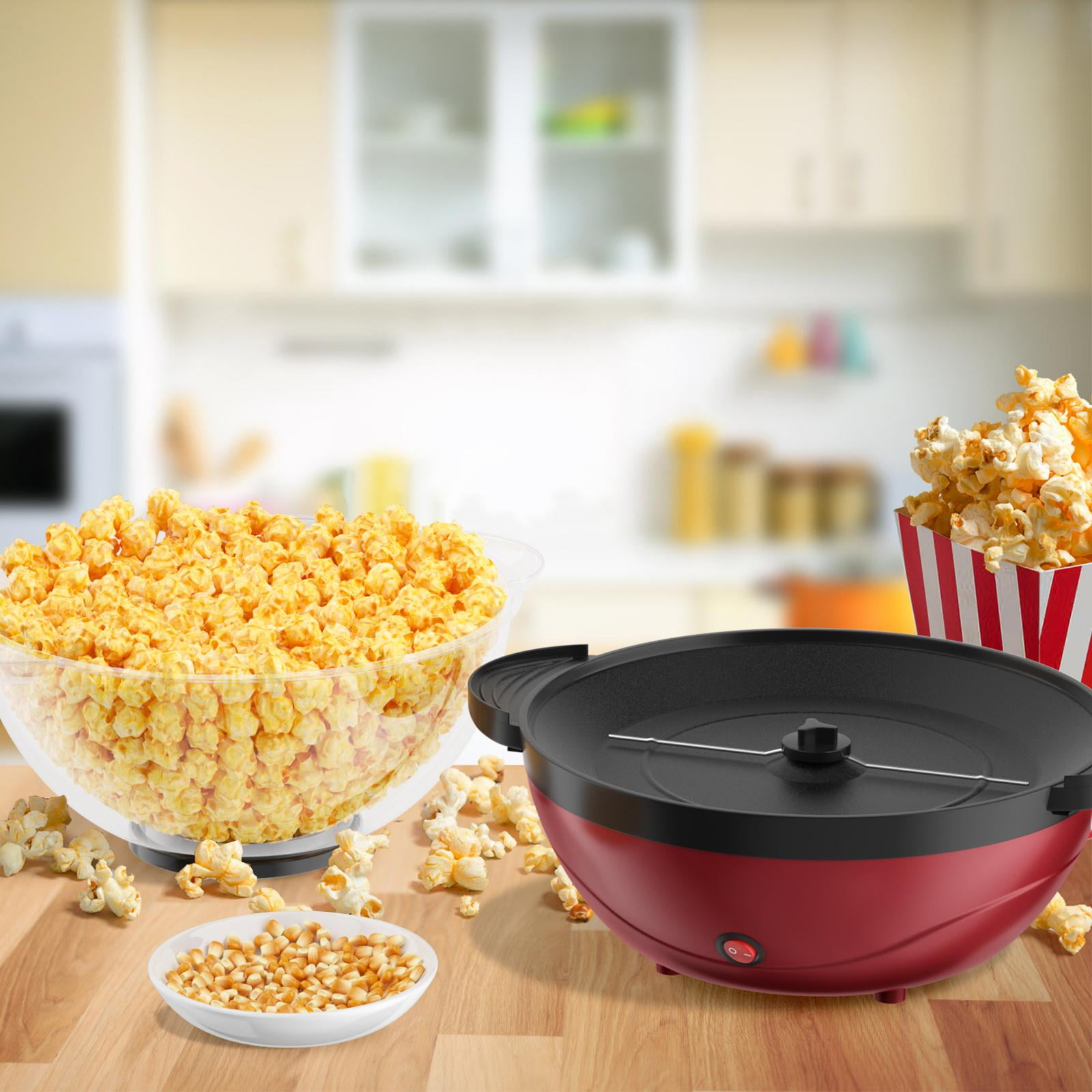 EastVita Popcorn Maker, Versatile Popcorn Popper Maker with Non-Stick Plate  and Stirrer, Crazy Stirring Electric Hot Oil Popcorn Popper with Large Lid  