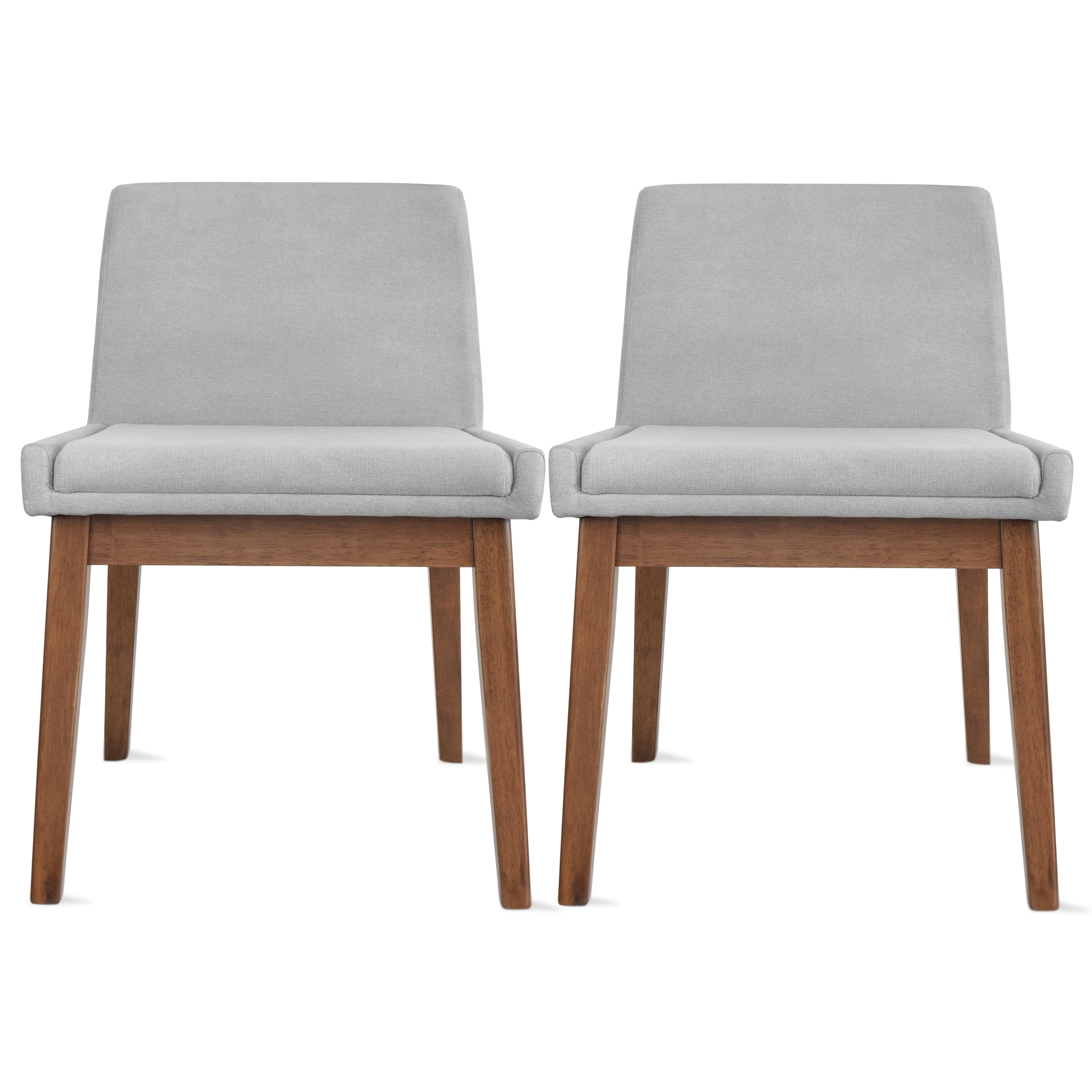 Homelala Set of 2 Brown Wood Leg Dining Room Chair with Gray Cushion