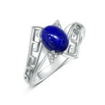 thumbnail image 3 of RYLOS Rings for Women Sterling Silver Greek Key Designer Ring 9X7MM Gemstone & Diamond Ring September Lapis Jewelry Size 5, 3 of 7
