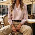 thumbnail image 7 of ClodeEU Women's Stripe V Neck Long Sleeve Blouse,Casual Loose Business Shirt ,Women's Plus S, 7 of 7