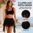 thumbnail image 2 of Carlikeit Women's Y2K Mini Skirt with Built-in Shorts 3-Tier Lace Ruffle Asymmetrical Hem Elastic Waist Skort, 2 of 14