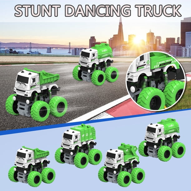 4-Pack Friction Powered Toy Cars Push and Go Vehicles Engineering Car Military