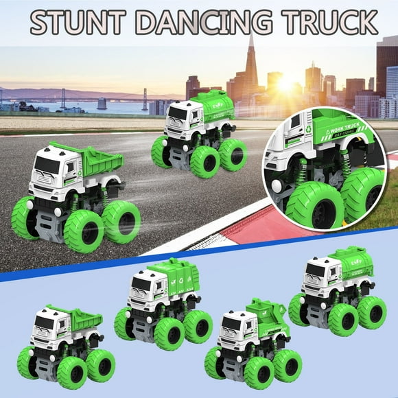 Pisexur Baby Toys 4-Pack Friction Powered Toy Cars Push and Go Vehicles Engineering Car Military Baby Dolls,Car Toys for 3-5 Years Boys Girls