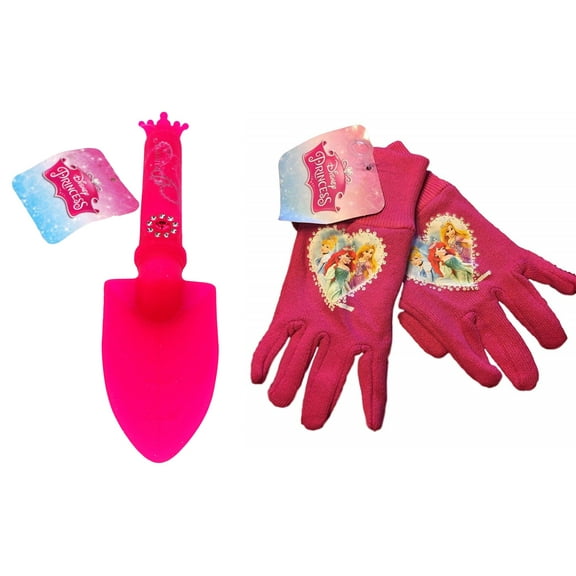 Kids Gardening Set (2 Pc) Disney Princess Trowel Spade Jersey Work Gloves Pink