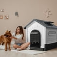 thumbnail image 7 of Homall Plastic Dog House with Adjustable Skylight Ventilation Waterproof Outdoor Indoor Kennel Multiple Sizes and Ages Available, Large Size, White&Gray, 7 of 7