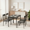 thumbnail image 3 of 5-Piece Dining Table Set for 4, Wood Rectangular Kitchen Table with 4 Upholstered Chairs for Kitchen Room and Small Spaces, Black, 3 of 6