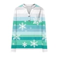 thumbnail image 5 of Women Christmas T-Shirts Snowman Snowflakes Xmas Printed V Neck Graphic Tee Long Sleeve Loose Holiday Tops (3XL, Mint Green), 5 of 7