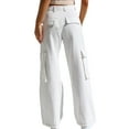 thumbnail image 3 of Sexy Dance Women's High Waist Wide Leg Cargo Pants with Pockets, Solid Color White, M, 3 of 4
