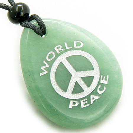 Green Rutilated Quartz Necklace - Lucky World Peace Amulet Green Quartz Wish Stone Pendant Necklace