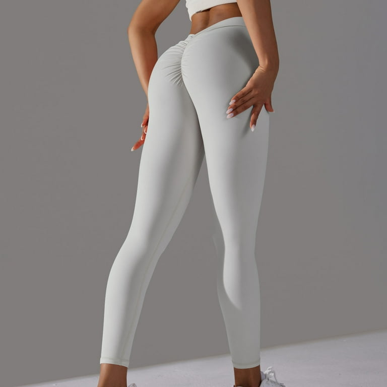 RYRJJ Women's Leggings High Waisted Yoga Pants Seamless Butt Lifting  Compression Activewear Workout Gym Legging Pant(White,XL)