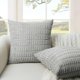thumbnail image 2 of Juego de 2 fundas de almohada, de pana suave a rayas estilo rústico, bohemio, moderna funda de cojín decorativa para sofá, recámara, sala de estar (gris), 2 of 4