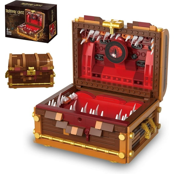 531pc Monster Treasure Chest Building Set, Mimic Box with Moving Eyes & Teeth, Treasure Storage Box, Tabletop Decor for Gamers & Collectors
