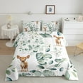 thumbnail image 2 of Cartoon Deer Queen Comforter Set Woodland Wildlife Bedding Set Queen, Plant Bedding Comforter Sets Eucalyptus Leaf Duvet Set, Jungle Animal Theme Quilted Comforter Room Decor, 2 of 6