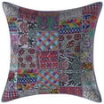 thumbnail image 2 of Stylo Culture Indian Decorative Sofa Cotton Grey Large Throw Pillow Covers 24x24 Patchwork Vintage Modern Throw Pillow Covers Abstract Floral 60x60 cm Cushion Covers (Set Of 2), 2 of 4