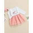thumbnail image 3 of Bagilaanoe Toddler Baby Girl Valentine's Day Dress Letters Print Long Sleeve A-line Princess Dresses 1T 2T 3T 4T 5T 6T Kids Patchwork Tulle Skirt, 3 of 7