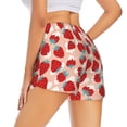 thumbnail image 3 of Xecao's Red Strawberry for a double-layer running short for women, perfect for gym, tennis, and more, featuring a convenient pocket., 3 of 9