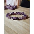 thumbnail image 2 of Amethyst Chip Bracelet Handmade Genuine Crystal Stretch Bracelet, 2 of 8