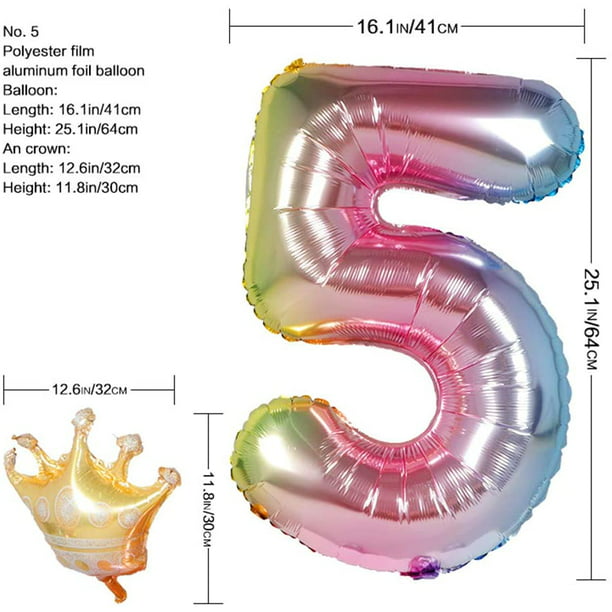 Vatenick Number 4 Balloon,children's Birthday Party Decorative Balloons, Digital Crown Aluminum Balloons (4) Other One Size