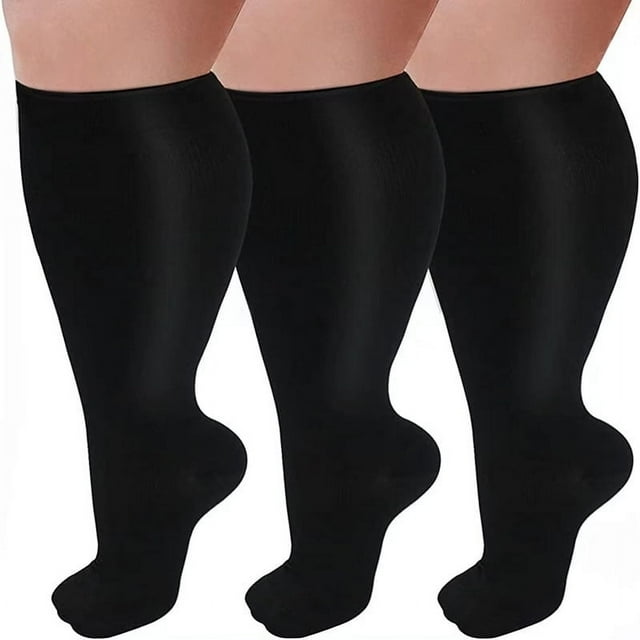POINTERTECK Plus Size Compression Socks For Men And Women 15-20mmHg Extra-wide Calf And Knee Length Stockings To Support Blood Circulation