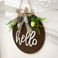 thumbnail image 3 of Wooden Welcome Sign with Bowknot Ribbon 1 5 3 Front Door Porch Gate Hanging Round Plaque Board, Brown Ribbon, 3 of 7