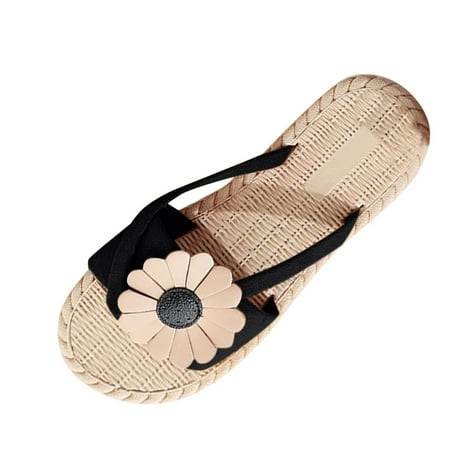 

Mackneog Spring Summer Casual Women Sandals Sunflower Flat Beach Flat Slippers Gift on Clearance