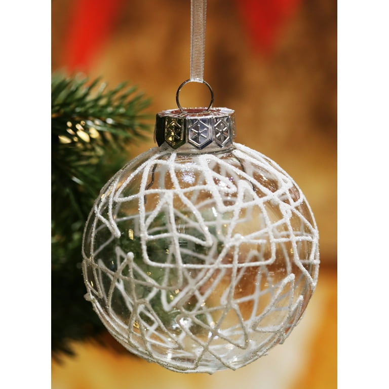 Sleetly Large Black Ornaments for Christmas Tree Holiday Xmas Decorations for Christmas - Shatterpoof Plastic 4.72 inch Glitter Snow Balls and Clear