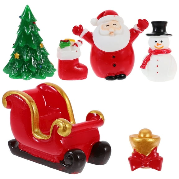 1 Set of Mini Christmas Figurine Ornaments Christmas Miniatures Xmas Mini Garden Doll House Decorations