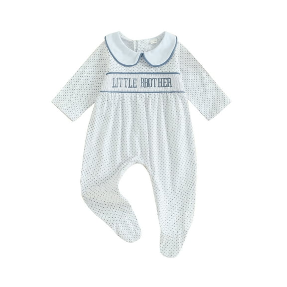 BemeyourBBs Baby Boy Romper Long Sleeve Doll Collar Jumpsuit Footie Pajamas