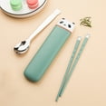 thumbnail image 3 of Portable Chopsticks Flatware Set, Silicone Lightweight Chopstick and Stainless Steel Spoon with Case for Kids Students and Office Lady, Reusable Portable Utensil for Camping,Traveling (Green), 3 of 8