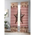 thumbnail image 4 of Sheer Curtains 96 Inches Long 2 Panels Set for Living Room, Country Star Farm Semi Sheer Curtains for Windows, Farmhouse Plaid Texas Vintage Fruit Voile Window Treatments Rod Pocket Curtain, 4 of 7
