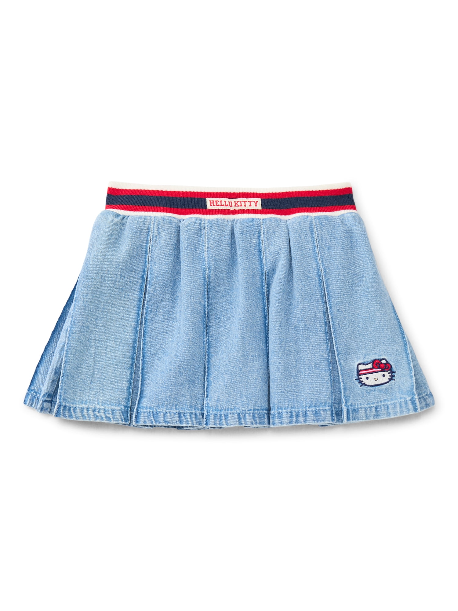 Wonder Nation Hello Kitty Girls Cotton Denim Pleated Skort, Sizes 4-18