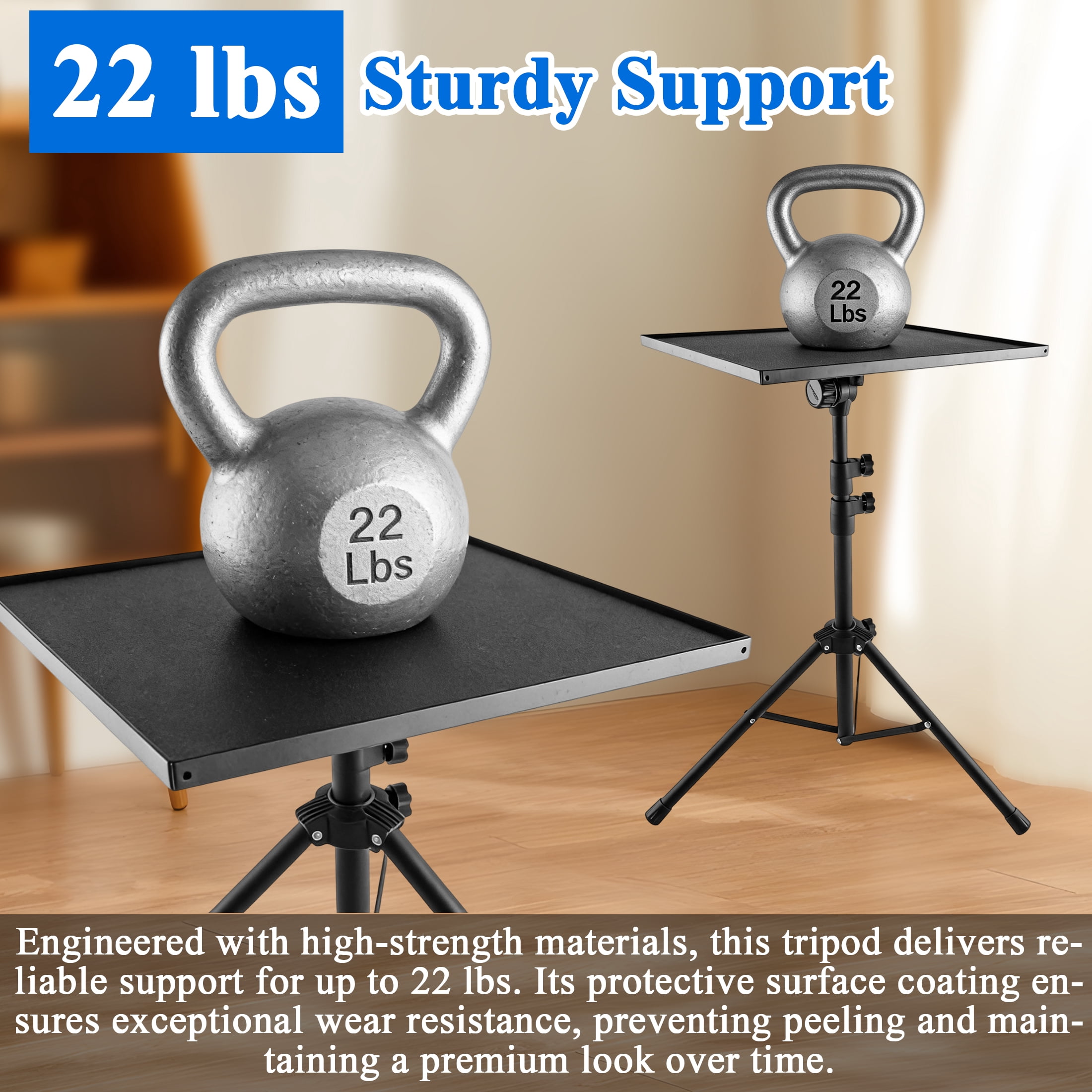 Aovky Projector Stand Tripod, Portable Laptop Stand with Adjustable Height 22 to 51.5 inch, Floor Stand for Home Office, Outdoor Movies, Stage, Studio, DJ Equipment