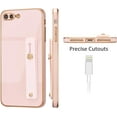 thumbnail image 4 of Case for iPhone 7 Plus iPhone 8 Plus, Soft Silicone TPU Slim Case Electroplated Case Shockproof Phone Case with Wristband Kickstand Phone Loop Finger Holder Strap-Rosegold, 4 of 7